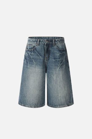 Concert Outfit Texture Washed Longline Jorts