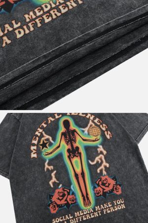 Concert Outfit Thermal Image Skull Print Tee