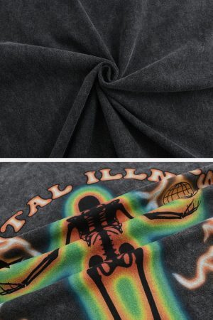 Concert Outfit Thermal Image Skull Print Tee