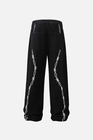 Concert Outfit Thorn Chain Embroidered Jeans