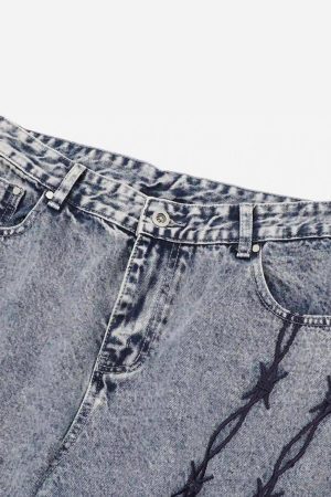 Concert Outfit Thorn Chain Embroidered Jeans