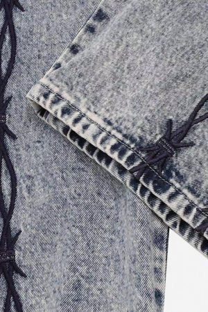 Concert Outfit Thorn Chain Embroidered Jeans