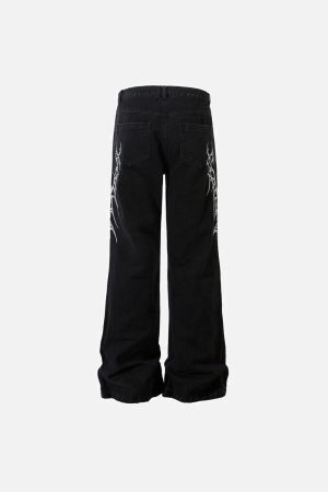 Concert Outfit Thorn Embroidered Straight-Leg Jeans