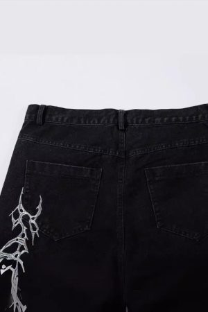 Concert Outfit Thorn Embroidered Straight-Leg Jeans