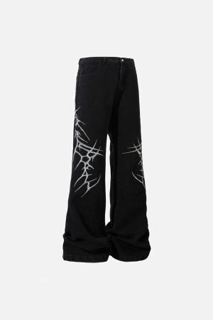 Concert Outfit Thorn Embroidered Straight-Leg Jeans