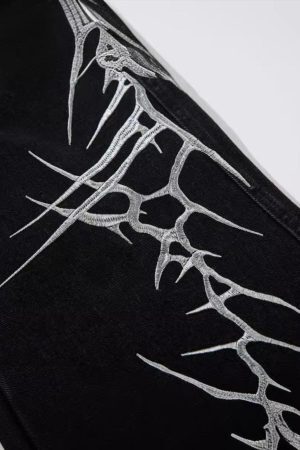 Concert Outfit Thorn Embroidered Straight-Leg Jeans