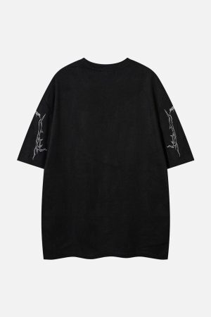 Concert Outfit Thorn Embroidery Suede T-Shirt