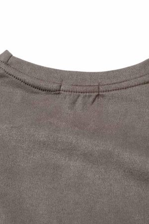 Concert Outfit Thorn Embroidery Suede T-Shirt