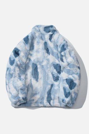 Concert Outfit Tie Dye Angel Bunny Label Sherpa Coat