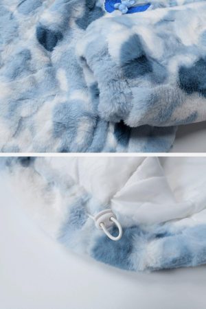 Concert Outfit Tie Dye Angel Bunny Label Sherpa Coat