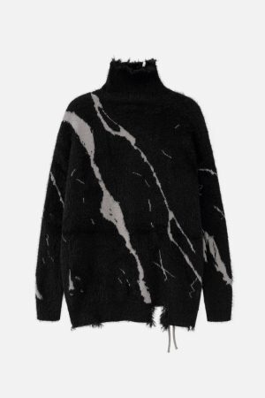 Concert Outfit Tie-Dye Bandage Turtleneck Sweater