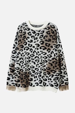 Concert Outfit Tie-Dye Cheetah Jacquard Sweater