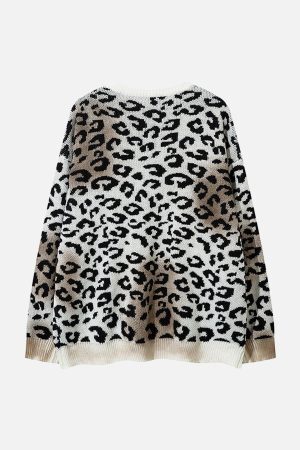 Concert Outfit Tie-Dye Cheetah Jacquard Sweater