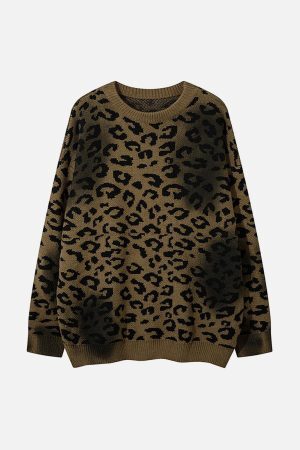Concert Outfit Tie-Dye Cheetah Jacquard Sweater