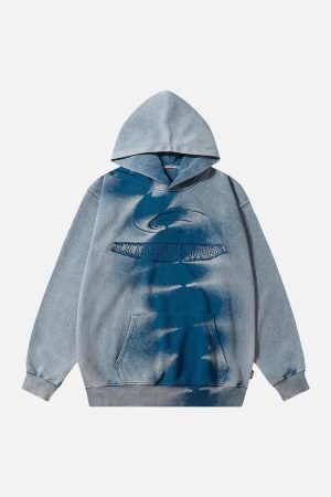 Concert Outfit Tie-Dye Contrasting Print Pullover Hoodie