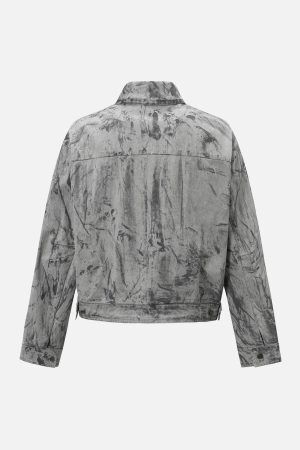 Concert Outfit Tie-Dye Denim Bomber Jacket