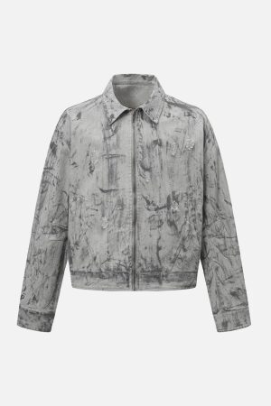 Concert Outfit Tie-Dye Denim Bomber Jacket