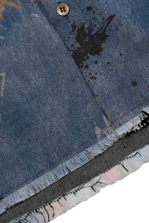 Concert Outfit Tie-Dye Denim Graffiti Polo T-Shirt