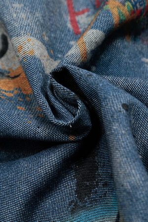 Concert Outfit Tie-Dye Denim Graffiti Polo T-Shirt