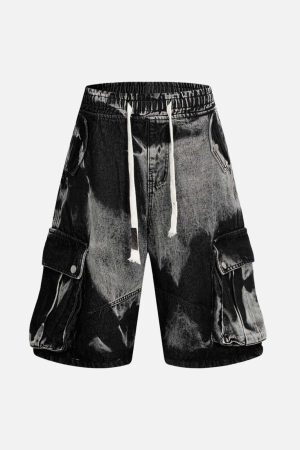 Concert Outfit Tie-Dye Drawstring Cargo Jorts