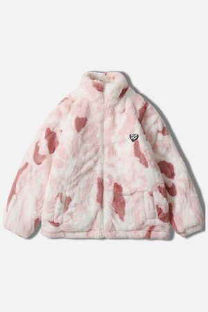 Concert Outfit Tie-Dye Heart Sherpa Coat