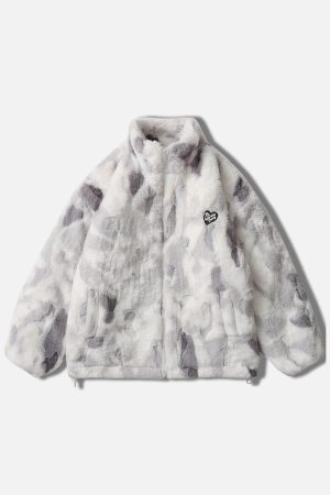 Concert Outfit Tie-Dye Heart Sherpa Coat