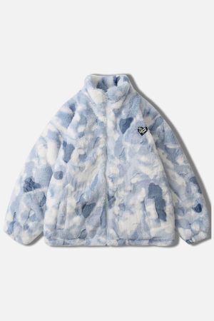 Concert Outfit Tie-Dye Heart Sherpa Coat