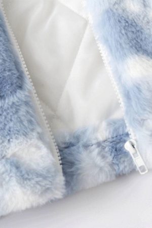 Concert Outfit Tie-Dye Heart Sherpa Coat