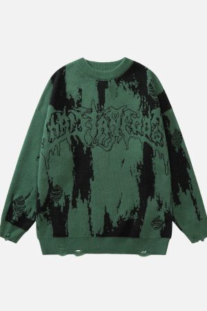 Concert Outfit Tie Dye Letter Print Sweater