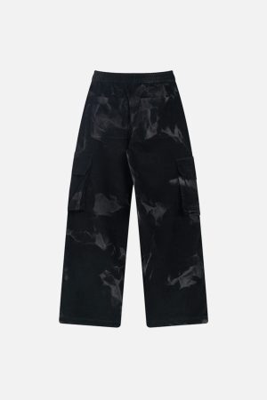 Concert Outfit Tie-Dye Pleated Corduroy Multi-Pocket Pants