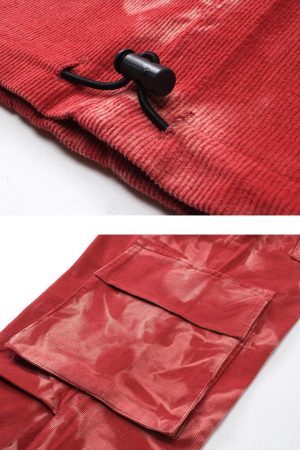 Concert Outfit Tie-Dye Pleated Corduroy Multi-Pocket Pants