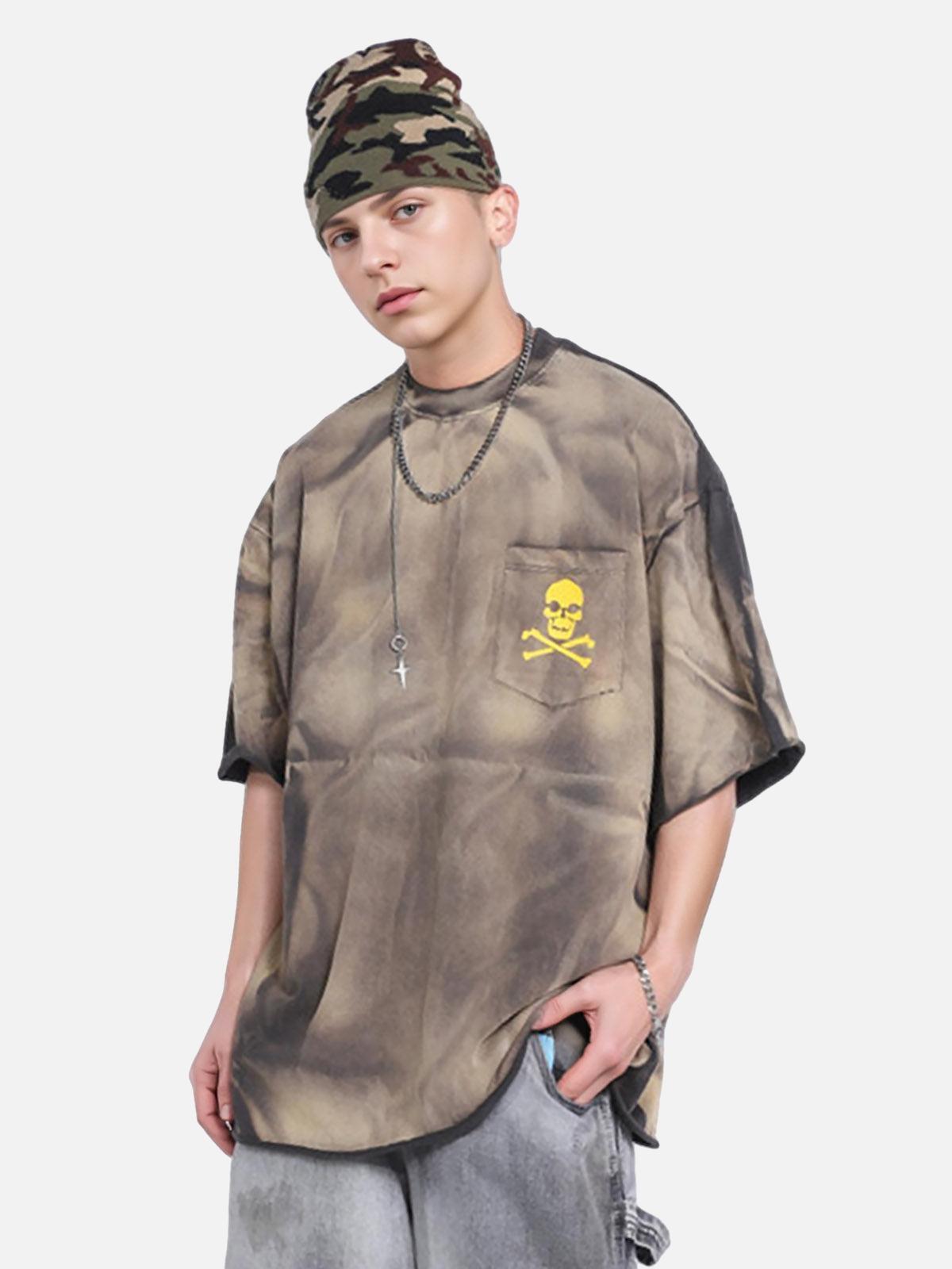 Concert Outfit Tie-Dye Skull Print T-Shirt Concert Outfit Tie-Dye Skull Print T-Shirt