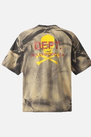 Concert Outfit Tie-Dye Skull Print T-Shirt