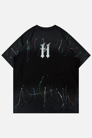 Concert Outfit Tie Dye Splash Ink Washed Tee