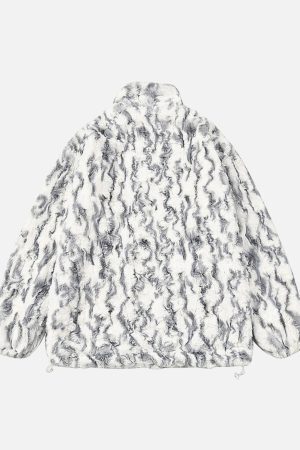 Concert Outfit Tie-Dye Stand Collar Sherpa Jacket