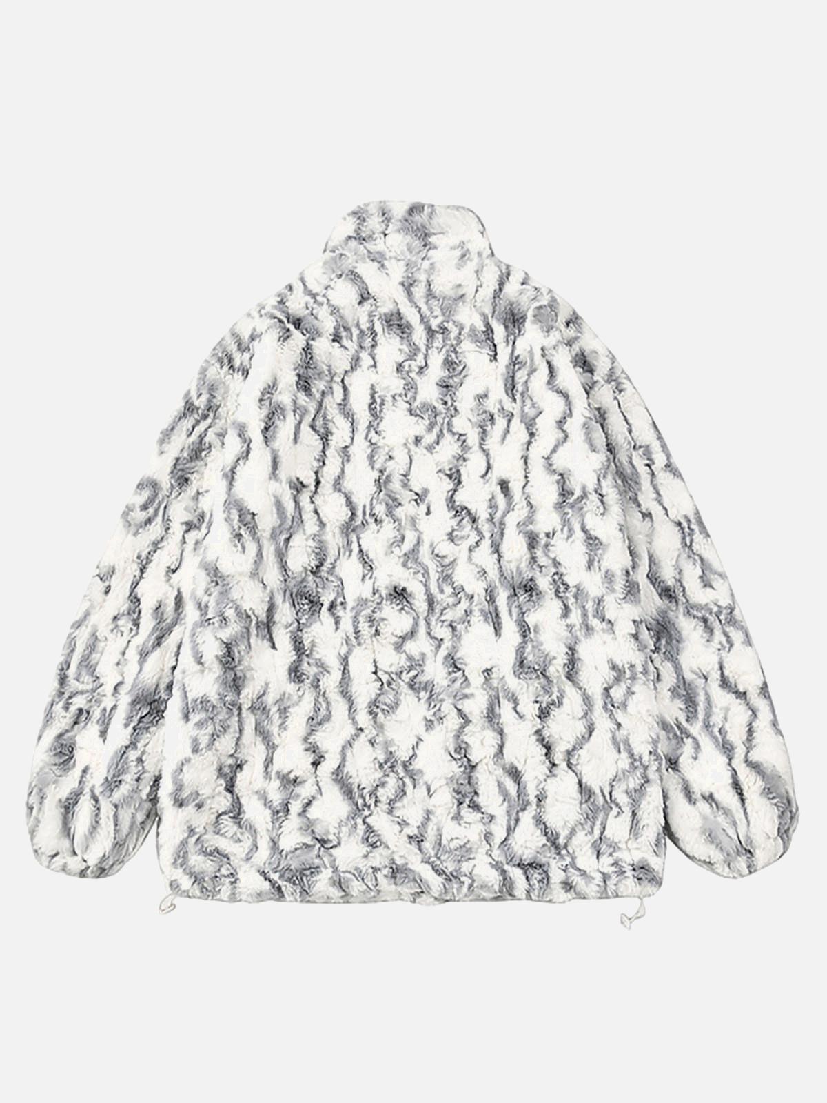 Concert Outfit Tie-Dye Stand Collar Sherpa Jacket Concert Outfit Tie-Dye Stand Collar Sherpa Jacket