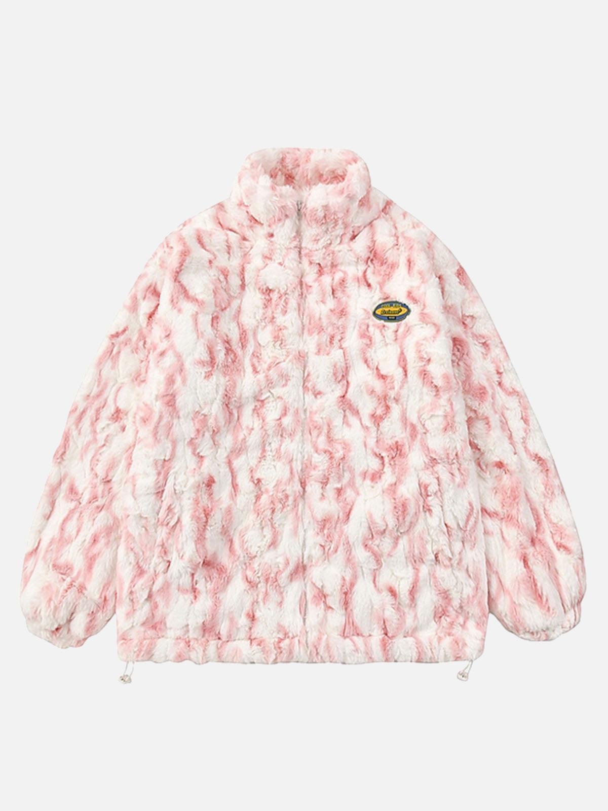 Concert Outfit Tie-Dye Stand Collar Sherpa Jacket Concert Outfit Tie-Dye Stand Collar Sherpa Jacket