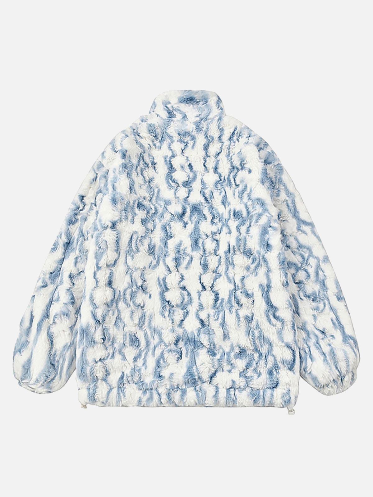 Concert Outfit Tie-Dye Stand Collar Sherpa Jacket Concert Outfit Tie-Dye Stand Collar Sherpa Jacket