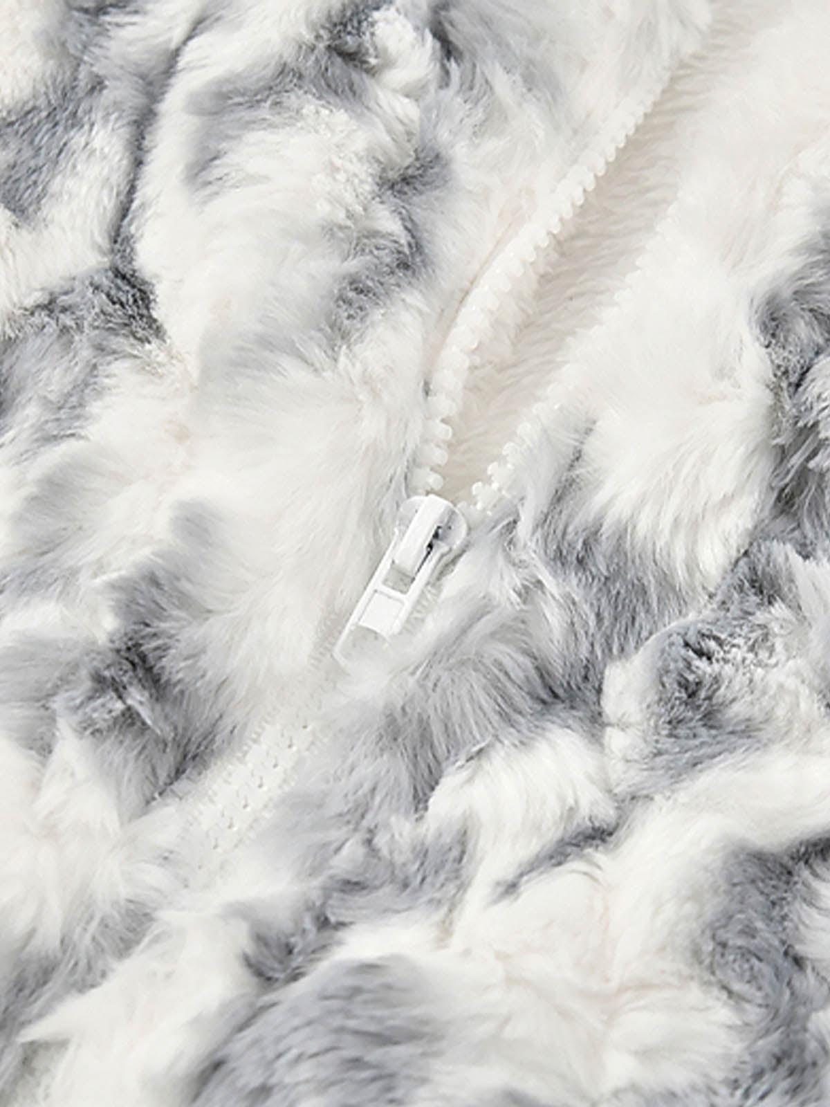 Concert Outfit Tie-Dye Stand Collar Sherpa Jacket Concert Outfit Tie-Dye Stand Collar Sherpa Jacket