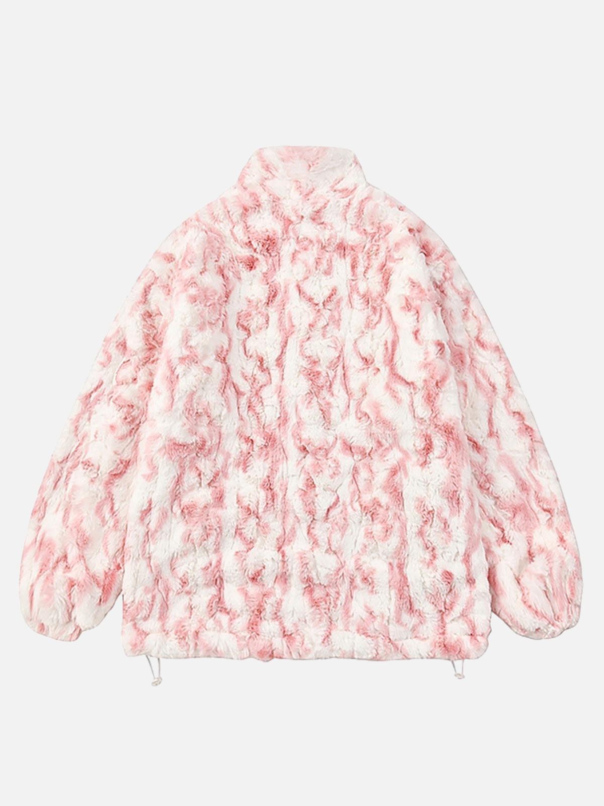 Concert Outfit Tie-Dye Stand Collar Sherpa Jacket Concert Outfit Tie-Dye Stand Collar Sherpa Jacket