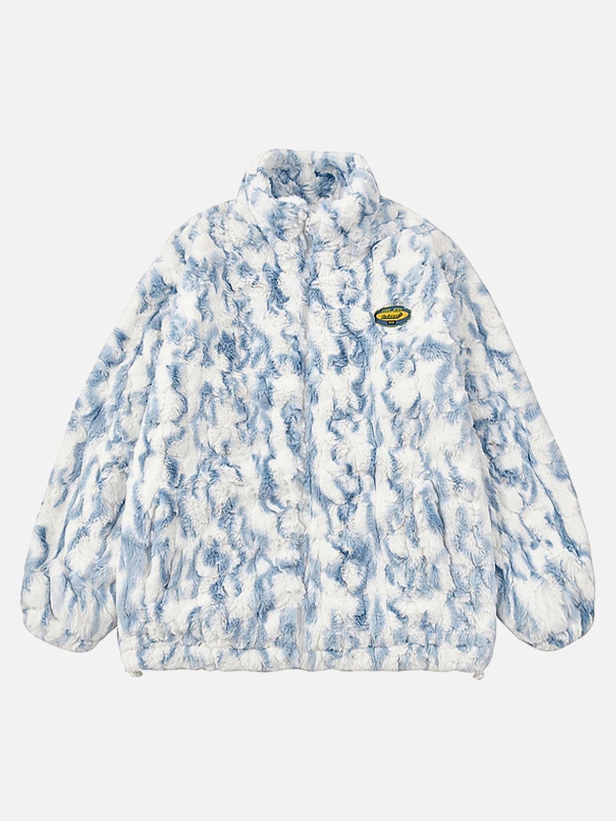 Concert Outfit Tie-Dye Stand Collar Sherpa Jacket Concert Outfit Tie-Dye Stand Collar Sherpa Jacket