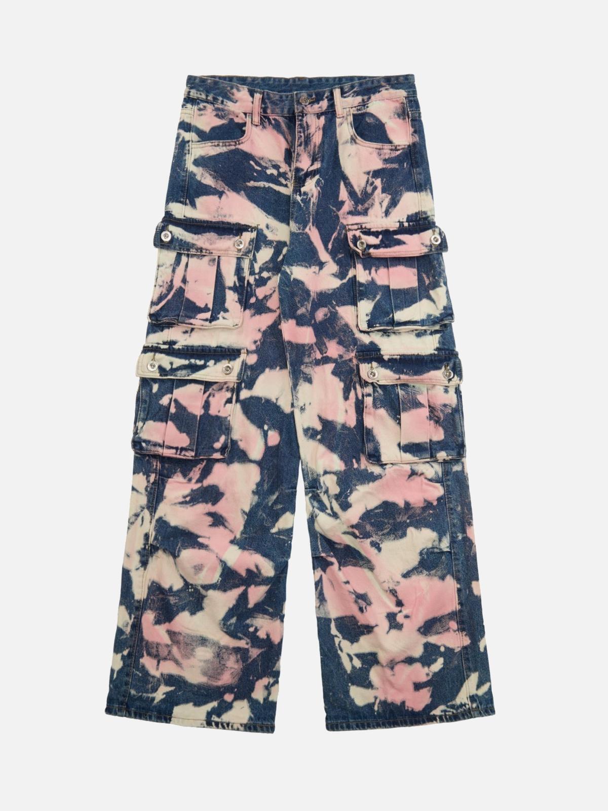 Concert Outfit Tie-Dye Waste Style Camouflage Cargo Jeans Concert Outfit Tie-Dye Waste Style Camouflage Cargo Jeans
