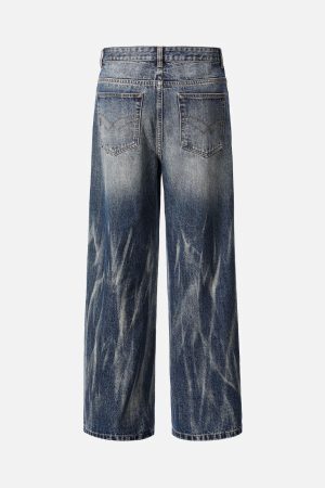 Concert Outfit Tie Dyed Wrinkled Effect Straight Jeans