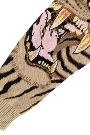 Concert Outfit Tiger Crew Neck Knitted Sweater