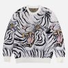 Concert Outfit Tiger Crew Neck Knitted Sweater