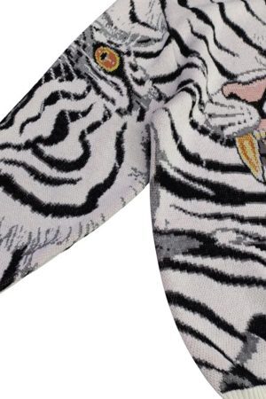 Concert Outfit Tiger Crew Neck Knitted Sweater