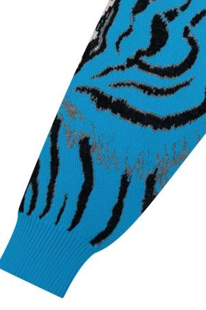 Concert Outfit Tiger Crew Neck Knitted Sweater