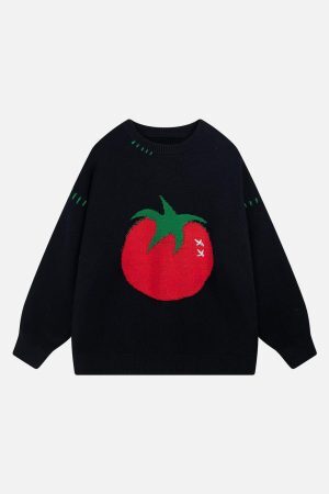 Concert Outfit Tomato Jacquard Sweater