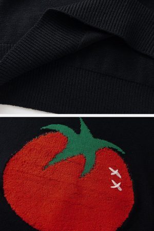 Concert Outfit Tomato Jacquard Sweater