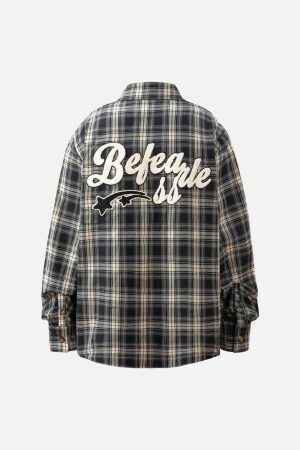 Concert Outfit Towel Embroidered Plaid Shirt